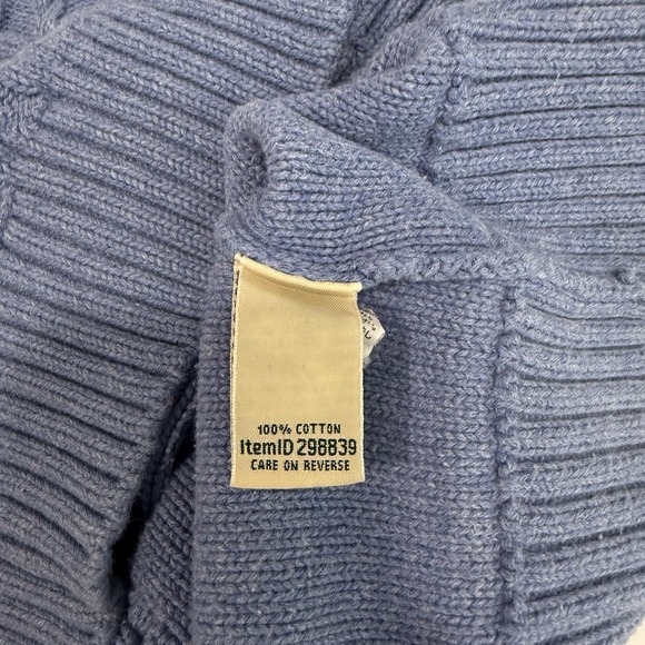 LL Bean Blue Double L Mixed Cable Crew Neck Pullover Sweater Size MEDIUM - Picture 11 of 11